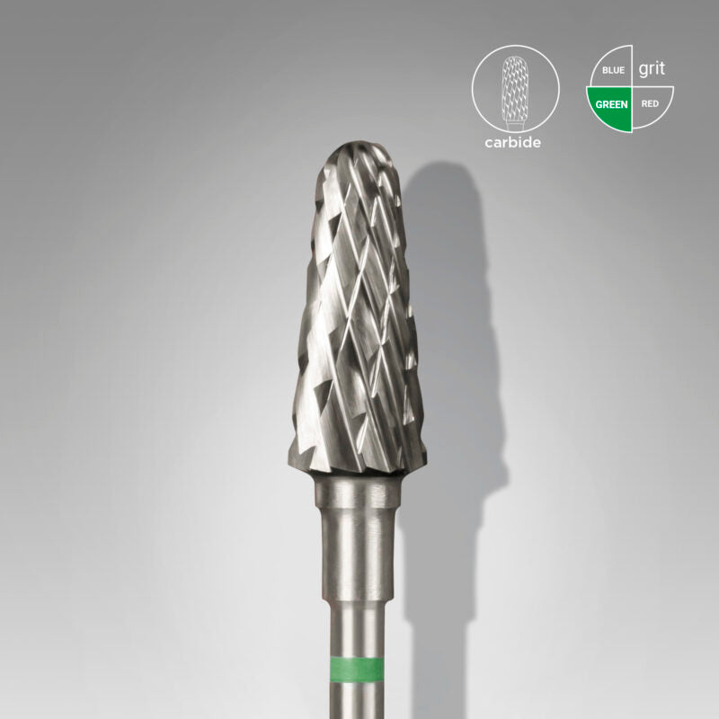 Staleks Carbide nail drill bit, “frustum”, green, head diameter 6 mm/ working part 14 mm FT70G060/14